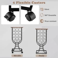 Costway 14 Bottles Wine Rack Console Table Freestanding Wine Storage With Woodtop & Wheels -Cozy Living Deals Store GUEST 95cb54a2 1866 4ef0 ad1d 0fbce572f759