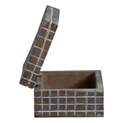 Handcarved Plaid 6x4" Lidded Decorative Wood Storage Box - Foreside Home & Garden -Cozy Living Deals Store GUEST 95ffbdae c69e 467a 9eb6 3fea5386f848