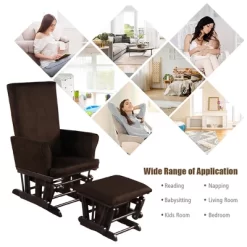 Costway Baby Nursery Relax Rocker Rocking Chair Glider & Ottoman Set W/Cushion Grey/Brown/Pink -Cozy Living Deals Store GUEST 96333068 3168 4039 a3cc c9b6697f7f6c