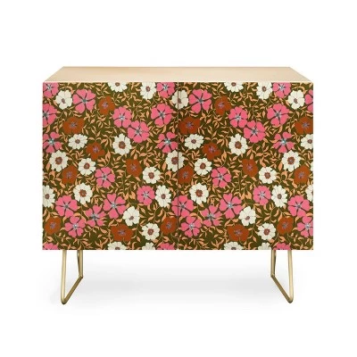 Schatzi Brown Jirra Floral Olive Credenza - Deny Designs 4 Schatzi Brown Jirra Floral Olive Credenza - Deny Designs - Image 4