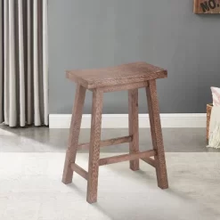 Wooden Frame Saddle Seat Counter Height Stool Brown - Benzara -Cozy Living Deals Store GUEST 964fe9a8 750c 402e a247 dad9cb095d53