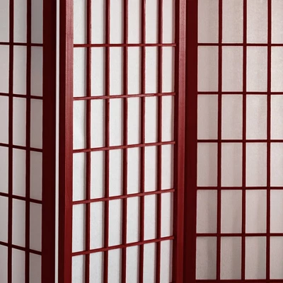 4 Ft. Tall Window Pane Shoji Screen - Rosewood (4 Panels) 1 4 Ft. Tall Window Pane Shoji Screen - Rosewood (4 Panels)