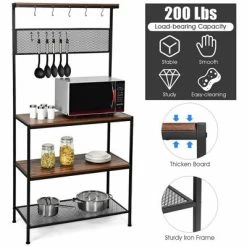 Costway 4-Tier Kitchen Bakers Rack Microwave Oven Stand Industrial W/Hooks & Mesh Panel -Cozy Living Deals Store GUEST 96e817ec 1980 4bbf 9780 77c478d51a6f