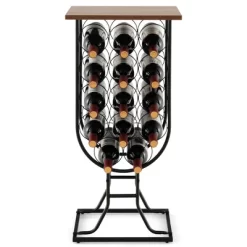 Costway 14 Bottles Wine Rack Console Table Freestanding Wine Storage With Woodtop & Wheels -Cozy Living Deals Store GUEST 979c9f1f b46c 48e2 b359 47275b820895