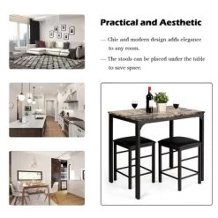 Costway 3 PCS Counter Height Dining Set Faux Marble Table 2 Chairs Kitchen Bar Furniture -Cozy Living Deals Store GUEST 97b02f9d f9ed 42fa a457 9ff50f3ffbf3