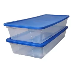 Homz Snaplock 41-Quart Plastic Multipurpose Stackable Storage Container Bins With Blue Snaplock Lid For Home And Office Organization, Clear (2 Pack) -Cozy Living Deals Store GUEST 97ed9c76 2e63 4bde 8c64 fd0948a7adac
