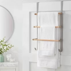 Over The Door Tiered Towel Rack With Wood - Brightroom™