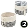MDesign Woven Cotton Rope Bathroom Basket With Tie Handle, Set Of 2