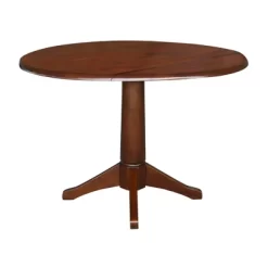 30.3" Thea Round Dual Drop Leaf Extendable Dining Table Espresso Brown - International Concepts
