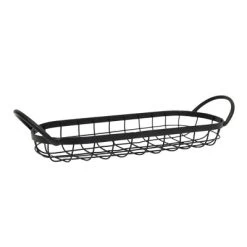 Oblong Black Metal Basket - Foreside Home & Garden