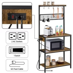 Yaheetech 67.5" H Baker’s Rack With Power Outlet For Kitchen Storage, Rustic Brown -Cozy Living Deals Store GUEST 998facc5 624c 4e6d a6f3 bc6becafab4e