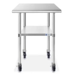 GRIDMANN Stainless Steel Table With 4 Casters (Wheels), NSF Commercial Kitchen Work & Prep Table
