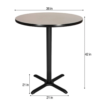 36" Round Composite Core Bar Height Dining Table Laminated Gray With Black Steel Base - Hampden Furnishings 2 36" Round Composite Core Bar Height Dining Table Laminated Gray With Black Steel Base - Hampden Furnishings - Image 2