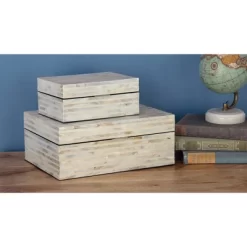 Set Of 2 Shell Mosaic Patterned Wood Box White - Olivia & May -Cozy Living Deals Store GUEST 9a284db4 8588 4ed9 94bf e8fb6efd1b40