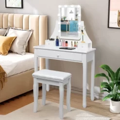 Costway Vanity Table 10 Dimmable Bulbs Makeup Desk WhiteBlackBrown -Cozy Living Deals Store GUEST 9aadcb69 ce90 4d59 b4b2 64b72ffd2ead