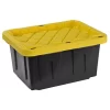 Juggernaut Storage Multipurpose 5 Gallon Lockable Plastic Storage Tote With Secure Snap Fitting Lid For Home Organization, Black/Yellow (Set Of 2)