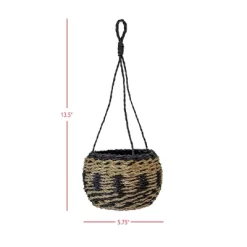 Hanging Basket Black Woven Seagrass & Rope By Foreside Home & Garden -Cozy Living Deals Store GUEST 9b1387b9 cb3e 479c 9464 92b7064381ab