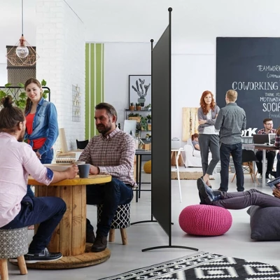 Costway Single Panel Room Divider Privacy Partition Screen For Office Home Black/Beige 3 Costway Single Panel Room Divider Privacy Partition Screen For Office Home Black/Beige - Image 3