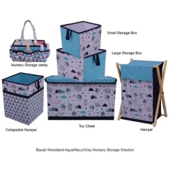 Bacati - Woodlands Aqua/Navy/Gray Boys Cotton Nursery Storage Caddy -Cozy Living Deals Store GUEST 9c08a468 ae03 4cc9 b769 1b5eb2cde407 1