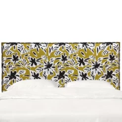 Arcadia Nail Button Botanical Printed Headboard - Skyline Furniture