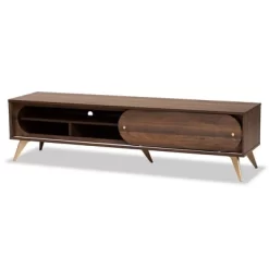 Dena Wood And Gold TV Stand For TVs Up To 60" Walnut - Baxton Studio