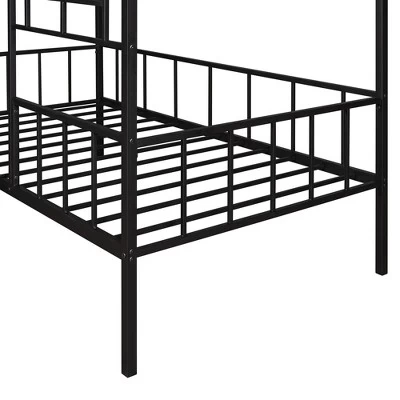 Twin Size Metal House Bed Frame With Slatted Support-ModernLuxe 6 Twin Size Metal House Bed Frame With Slatted Support-ModernLuxe - Image 6