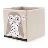 3 Sprouts Large 13 Inch Square Children's Foldable Fabric Storage Cube Organizer Box Soft Toy Bin, Friendly Owl & Peacock (2 Pack)