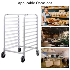 Costway 10 Sheet Aluminum Bakery Rack Silver Commercial Cookie Bun Pan Kitchen W/Wheel -Cozy Living Deals Store GUEST 9d7c1098 ba01 4da5 9fc0 653f51aeeb17