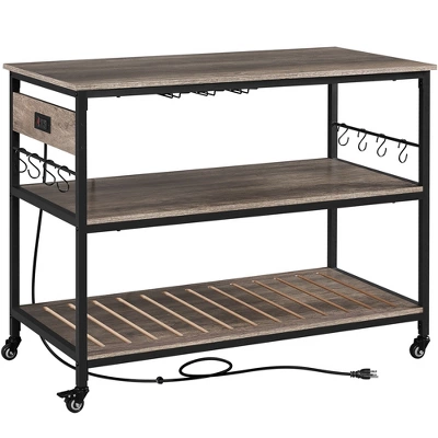 Yaheetech 3-Tier Kitchen Island Rolling Cart With Shelves For Dining Room 9 Yaheetech 3-Tier Kitchen Island Rolling Cart With Shelves For Dining Room - Image 9