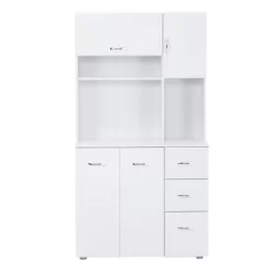 HOMCOM 66" Buffet With Hutch, Freestanding Kitchen Pantry With 2 Large Cabinets, 1 Pull Up Cabinet, 3 Drawers & Wide Countertop, White 7 HOMCOM 66" Buffet With Hutch, Freestanding Kitchen Pantry With 2 Large Cabinets, 1 Pull Up Cabinet, 3 Drawers & Wide Countertop, White -Cozy Living Deals Store GUEST 9e426c46 732f 4b67 bba6 186c89a8e29e