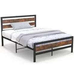 Costway Full/Queen Industrial Metal Platform Bed Frame Rustic Headboard Mattress Foundation -Cozy Living Deals Store GUEST 9e895dd0 b54a 4526 a930 e7efe8713595