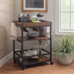 Austin Kitchen Cart Metal/Wood - Linon