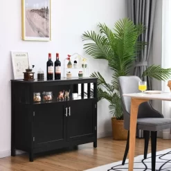 Costway Kitchen Buffet Server Sideboard Storage Cabinet W/2 Doors & Shelf WhiteBlack