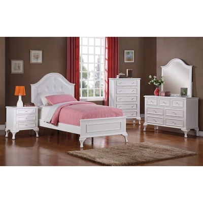 Isabella Youth Bed With Faux Leather Headboard Full White - Picket House Furnishings 2 Isabella Youth Bed With Faux Leather Headboard Full White - Picket House Furnishings - Image 2