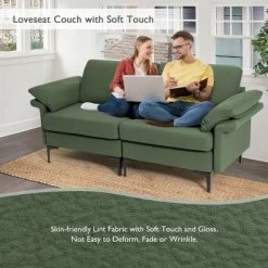 Costway Modern Loveseat Fabric 2-Seat Sofa Couch For Small Space W/Metal Legs Army -Cozy Living Deals Store GUEST a04c77b1 b9b6 462f a01b 79d27e1c1ae3