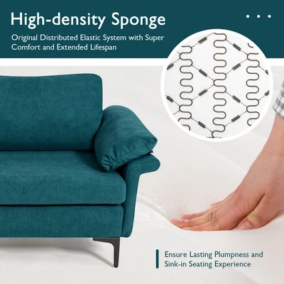 Costway Modern Loveseat Fabric 2-Seat Sofa Couch For Small Space W/ Metal Legs BlueRust Red 6 Costway Modern Loveseat Fabric 2-Seat Sofa Couch For Small Space W/ Metal Legs BlueRust Red - Image 6