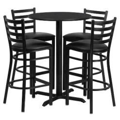 Flash Furniture 30'' Round Laminate Table Set With X-Base And 4 Ladder Back Metal Barstools -Cozy Living Deals Store GUEST a18c476f 7c16 4206 b281 39f769e0a212