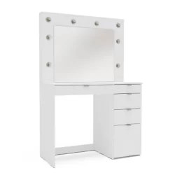 Harper Vanity Table With Lighted Mirror White - Polifurniture -Cozy Living Deals Store GUEST a1cd8e27 99e7 4ac3 9cf7 23ab6558c9c6