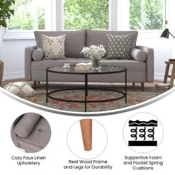 Flash Furniture Hudson Mid-Century Modern Sofa With Tufted Upholstery & Solid Wood Legs -Cozy Living Deals Store GUEST a2186e0b b198 4b05 b986 05a30cc2a586