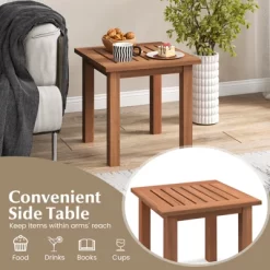 Tangkula 1PC/2PCS Patio Hardwood End Table Square Side Table With Slatted Tabletop Small Coffee Bistro Table Indoor Outdoor Side Table -Cozy Living Deals Store GUEST a2369a79 8a7d 45f5 b88b a27548b8bf7a