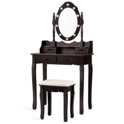 Vanity Table Set Detachable Makeup Table Dressing Desk With Mirror & Cushioned Stool Brown/White/Black 11 Vanity Table Set Detachable Makeup Table Dressing Desk With Mirror & Cushioned Stool Brown/White/Black -Cozy Living Deals Store GUEST a28db7a9 5c53 4210 9470 80219eaa5197