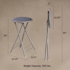 Hastings Home 24" Foldable Padded Indoor Counter-Height Stool – Gray