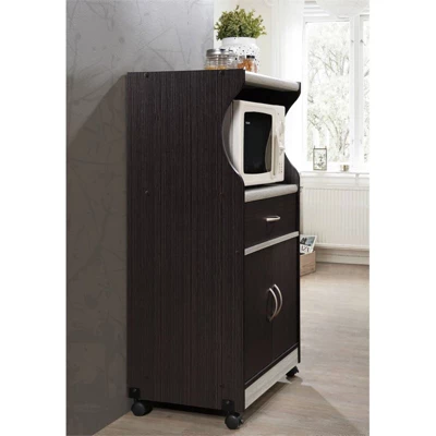 Microwave Kitchen Cart In Chocolate Gray - Hodedah 5 Microwave Kitchen Cart In Chocolate Gray - Hodedah - Image 5