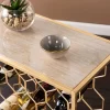 Venwynn Wine Storage Side Table Gold/Gray - Aiden Lane