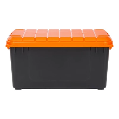 IRIS 3pk 82 Qt Store-it-All Container Black With Orange Lids And Buckles 5 IRIS 3pk 82 Qt Store-it-All Container Black With Orange Lids And Buckles - Image 5