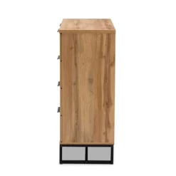 Franklin Wood And Metal 5 Drawer Bedroom Chest Oak/Black - Baxton Studio -Cozy Living Deals Store GUEST a32757c1 6b7b 4043 91a1 aedee56da6d9