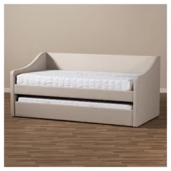 Twin Barnstorm Modern And Contemporary Fabric Upholstered Daybed With Guest Trundle Bed - Baxton Studio -Cozy Living Deals Store GUEST a3648460 da1b 4ab8 b74f 72e27c4c2048
