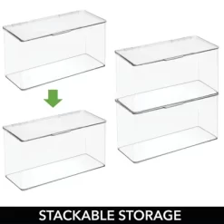 MDesign Plastic Stackable Toy/Game Storage Bin Box - Hinged Lid - 4 Pack -Cozy Living Deals Store GUEST a44216d0 dd62 41fc 993f 05d22b6c4fa8
