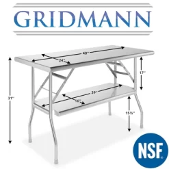 GRIDMANN 48 X 24 Inch Stainless Steel Folding Tables, NSF Certified Kitchen Prep Table 13 GRIDMANN 48 X 24 Inch Stainless Steel Folding Tables, NSF Certified Kitchen Prep Table -Cozy Living Deals Store GUEST a4871a5c 602e 479f afa1 4c3d58d5c822