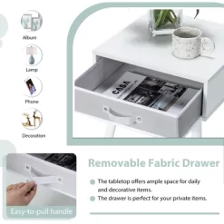 Costway Mid-Century Nightstand End Accent Bedside Table W/ Fabric Drawer Rustic White 14 Costway Mid-Century Nightstand End Accent Bedside Table W/ Fabric Drawer Rustic White -Cozy Living Deals Store GUEST a4a1ccc8 be42 431e b2d9 b022209ac20e